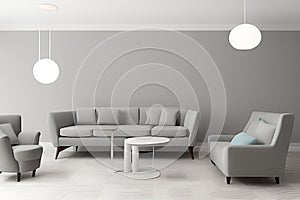 Creative Drawing Room, Wall Paint Color Primer Gray with Sofa