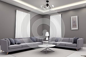 Creative Drawing Room, Wall Paint Color Primer Gray with Sofa