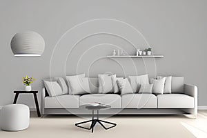 Creative Drawing Room, Wall Paint Color Primer Gray with Sofa