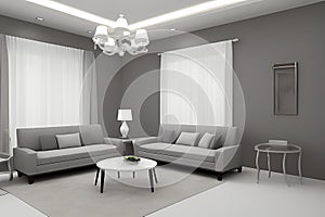 Creative Drawing Room, Wall Paint Color Primer Gray with Sofa