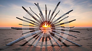 Positioned at the center casting a warm glow through the wooden