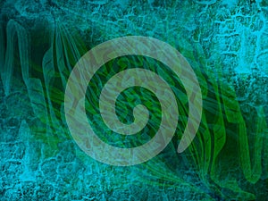 Creative Dynamic green patterns with blue texture. Abstract background.