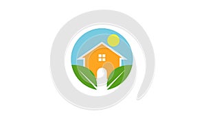 Creative Eco Home Circle Design Logo Vector