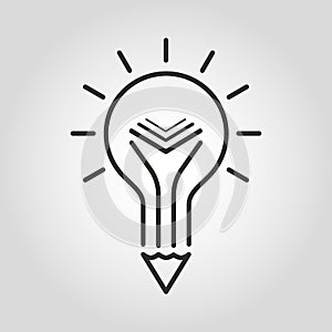 Creative education icon. Light bulb pencil and book symbol.