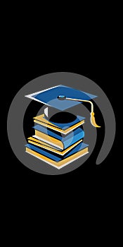 Creative education logo with a stack of books and a mortarboard.