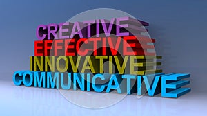 Creative effective innovative communicative on blue