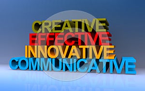 creative effective innovative communicative on blue
