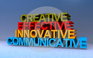 creative effective innovative communicative on blue