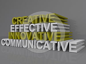 Creative effective innovative communicative words photo