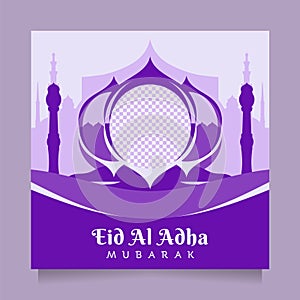 Creative Eid al adha social media post and banner greeting with modern clean blue color. Vector illustration islamic background