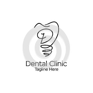 Creative and elegant of LETTER D TOOTH implant CLINIC logo concept