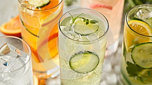 Creative and elegant mocktail recipes featuring sparkling water from delicate spritzers to bold and flavorful