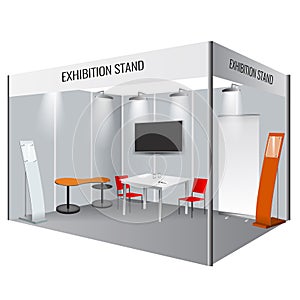 Creative exhibition stand design. Booth template. Corporate identity vector