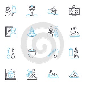Creative expression linear icons set. Artistry, Imagination, Ingenuity, Originality, Inventiveness, Creativity photo