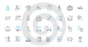 Creative expression linear icons set. Artistry, Imagination, Ingenuity, Originality, Inventiveness, Creativity photo