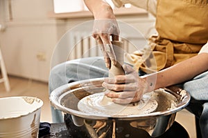 Creative expression unfolds in a pottery