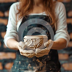 Creative expression Unrecognizable woman handcrafts a ceramic bowl, hobby turned hustle