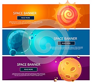 Creative fantsy planets banner set