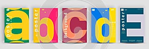 Creative fashionable poster design. Letters A,B,C,D,E. Alphabet.