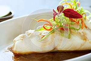 Creative fine dining fish dish