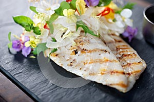 Creative fine dining fish dish