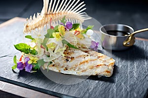 Creative fine dining fish dish