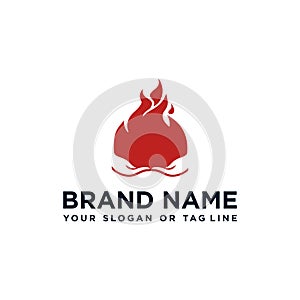 Creative fire design logo and hand vector