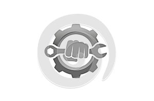 Creative Fist Mechanic Wrench Gear Logo