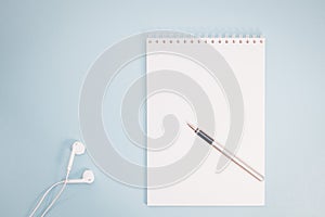 Creative flat lay photo of workspace desk