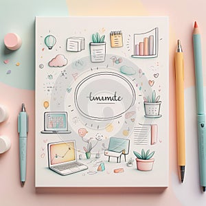 creative flat lay of workspace.creative workspace.