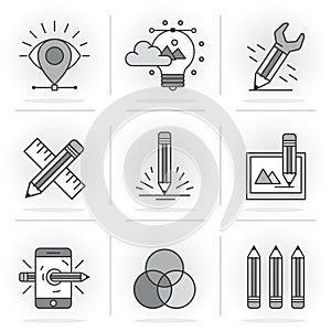 Creative Flat line icon set