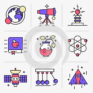 Creative Flat line icon set