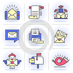 Creative Flat line ikon set