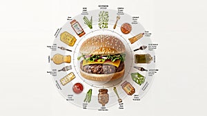 Creative Flatlay of Burger Ingredients Circular Layout