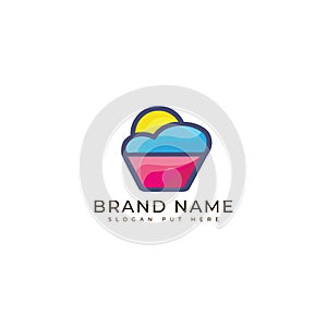 Creative and modern Cloud cupcake or bakery logo design template vector eps photo