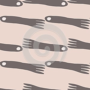 Creative fork seamless pattern on pink background. Kitchen textiles wallpaper