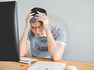 Creative freelance man on his desk.