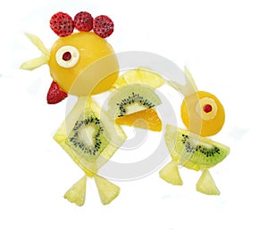 Creative fruit child dessert bird form