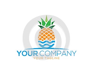 Creative Fruit Pineapple Juicy And Pools Logo