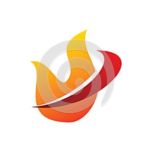 Creative full color fire flame dynamic line art motion logo design