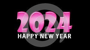 2024 Happy New Year kids funny embossed pink text concepts, isolated on white photo