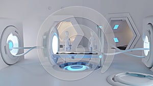 Creative future technology robot medical devices with two robots in a room 3d-illustration photo
