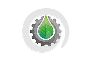 Creative Gear Leaf Agricultural technology Logo Design Illustration