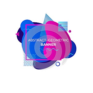 Creative geometric banner template. Colorful blue and purple gradient shapes. Modert graphic elements with space for your text. photo