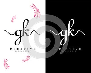 Creative letter gk, kg initial handwriting logo design vector photo