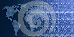 Creative glowing breaking news pattern backdrop with map. Headline, communication and global world concept. 3D Rendering