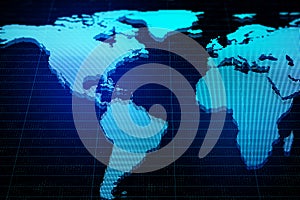 Creative glowing digital world map