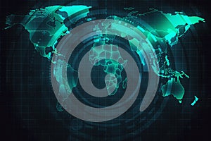 Creative glowing map on blue background