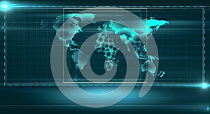 Creative glowing map on virtual screen