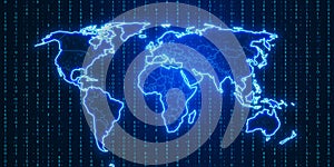 Creative glowing polygonal map. Innovation and interactive map.